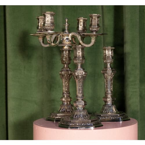 Vintage Silvered Four Lights Candelabra